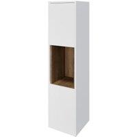 Wickes Nexus Matt White & Natural Halifax Oak Wall Hung Tower Unit - 1400 x 350mm