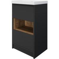 Wickes Nexus Graphite & Natural Halifax Oak Freestanding Vanity Unit & Nexus Basin - 856 x 500mm