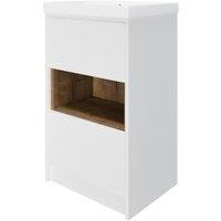 Wickes Nexus Matt White & Natural Halifax Oak Freestanding Vanity Unit & Nexus Basin - 856 x 500mm