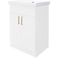 Wickes Haven Matt White Freestanding Vanity Unit & Haven Basin - 865 x 600mm
