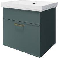 Wickes Haven Kombu Green Wall Hung Vanity Unit & Haven Basin - 579 x 600mm