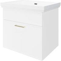Wickes Haven Matt White Wall Hung Vanity Unit & Haven Basin - 579 x 600mm