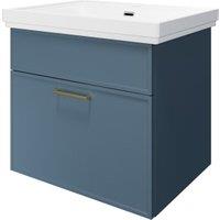 Wickes Haven Misty Blue Wall Hung Vanity Unit & Haven Basin - 579 x 600mm