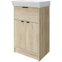 Wickes Nova Davos Oak Freestanding Vanity Unit & Easton Basin - 835 x 600mm