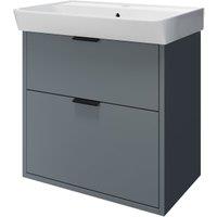 Wickes Nova Monument Grey Wall Hung Vanity Unit & Easton Basin - 635 x 600mm