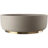 Abode Cava Round Countertop Pebble Grey Basin with Brushed Brass Basin Plinth & Brushed Brass Waste