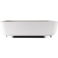 Abode Cava Tablet Countertop White Basin with Chrome Basin Plinth & Chrome Waste