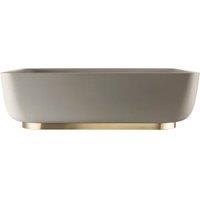 Abode Cava Tablet Countertop Pebble Grey Basin with Brushed Brass Basin Plinth & Brushed Brass Waste