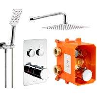 Abode UNO Dual Outlet Round Mixer Shower includes Shower Valve, Shower Head & Riser Rail - Chrome
