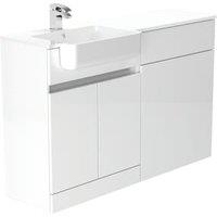 Be Modern Botanica Gloss White Left Hand 1260mm Freestanding Vanity & Toilet Pan Unit with Basin Modular Combination