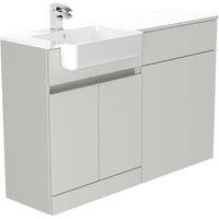 Be Modern Botanica Pearl Grey Left Hand 1260mm Freestanding Vanity & Toilet Pan Unit with Basin Modular Combination