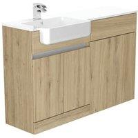 Be Modern Botanica Natural Oak Left Hand 1260mm Freestanding Vanity & Toilet Pan Unit with Basin Modular Combination