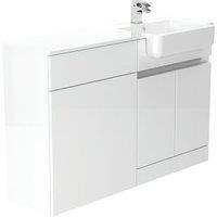 Be Modern Botanica Gloss White Right Hand 1260mm Freestanding Vanity & Toilet Pan Unit with Basin Modular Combination