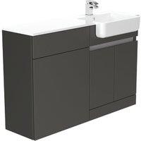 Be Modern Botanica Midnight Mist Right Hand 1260mm Freestanding Vanity & Toilet Pan Unit with Basin Modular Combination