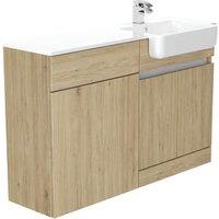 Be Modern Botanica Natural Oak Right Hand 1260mm Freestanding Vanity & Toilet Pan Unit with Basin Modular Combination