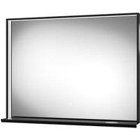 Sensio Hobart Colour Changing Matt Black LED Mirror with QI Charger - 800 x 600mm