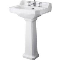 Bayswater Fitzroy Traditional 3 Tap Hole Basin with Comfort Height Full Pedestal - 560mm