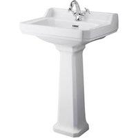 Bayswater Fitzroy Traditional 1 Tap Hole Basin with Comfort Height Full Pedestal - 595mm
