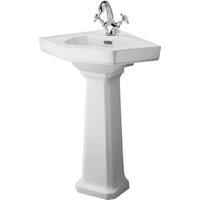 Bayswater Fitzroy Traditional 1 Tap Hole Corner Basin with Full Pedestal - 291mm