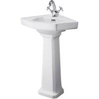 Bayswater Fitzroy Traditional 1 Tap Hole Corner Basin with Comfort Height Full Pedestal - 291mm