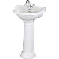 Bayswater Porchester Traditional 1 Tap Hole Basin with Full Pedestal - 500mm