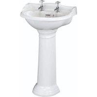 Bayswater Porchester Traditional 2 Tap Hole Basin with Full Pedestal - 500mm