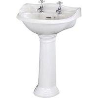 Bayswater Porchester Traditional 2 Tap Hole Basin with Full Pedestal - 600mm