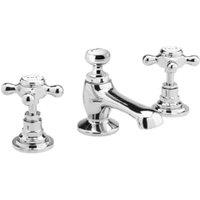 Bayswater Crosshead 3 Hole Deck Mounted Basin Mixer Tap - Chrome