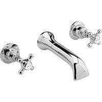 Bayswater Crosshead Chrome 3 Hole Wall Mounted Bath Filler Tap- Chrome