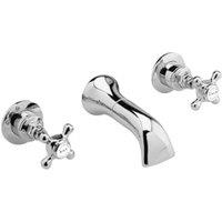 Bayswater Crosshead 3 Hole Wall Mounted Basin Mixer Tap - Chrome