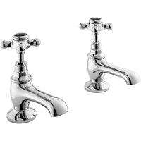 Bayswater Hex Pair of Basin Taps - Chrome