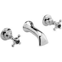 Bayswater Hex 3 Hole Wall Mounted Basin Mixer Tap - Chrome