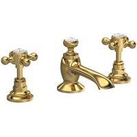 Bayswater Hex 3 Hole Deck Mounted Basin Mixer Tap - Brushed Brass