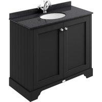 Bayswater Victrion Matt Black Traditional Freestanding Vanity Unit & Black Marble Top Basin - 1000mm