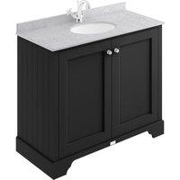Bayswater Victrion Matt Black Traditional Freestanding Vanity Unit & Grey Marble Top Basin - 1000mm
