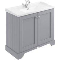 Bayswater Victrion Plummett Grey Traditional Freestanding Vanity Unit & White Recessed Basin - 1000mm