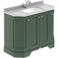 Bayswater Victrion Hunter Green Angled Traditional Freestanding Vanity Unit & Grey Marble Top Basin - 1000mm