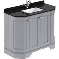 Bayswater Victrion Plummett Grey Angled Traditional Freestanding Vanity Unit & Black Marble Top Basin - 1000mm
