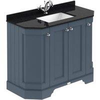 Bayswater Victrion Stiffkey Blue Angled Traditional Freestanding Vanity Unit & Black Marble Top Basin - 1000mm