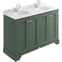 Bayswater Victrion Hunter Green Traditional Freestanding Vanity Unit & Grey Marble Top Basin - 1200mm