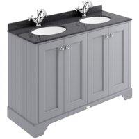 Bayswater Victrion Plummett Grey Traditional Freestanding Vanity Unit & Black Marble Top Basin - 1200mm