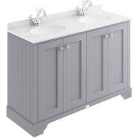 Bayswater Victrion Plummett Grey Traditional Freestanding Vanity Unit & White Marble Top Basin - 1200mm