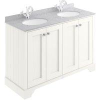 Bayswater Victrion Pointing White Traditional Freestanding Vanity Unit & Grey Marble Top Basin - 1200mm