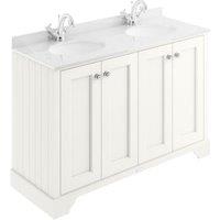 Bayswater Victrion Pointing White Traditional Freestanding Vanity Unit & White Marble Top Basin - 1200mm