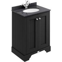 Bayswater Victrion Matt Black Traditional Freestanding Vanity Unit & Black Marble Top Basin - 600mm