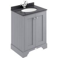 Bayswater Victrion Plummett Grey Traditional Freestanding Vanity Unit & Black Marble Top Basin - 600mm