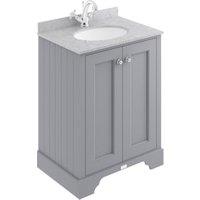 Bayswater Victrion Plummett Grey Traditional Freestanding Vanity Unit & Grey Marble Top Basin - 600mm