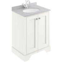 Bayswater Victrion Pointing White Traditional Freestanding Vanity Unit & Grey Marble Top Basin - 600mm