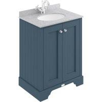 Bayswater Victrion Stiffkey Blue Traditional Freestanding Vanity Unit & Grey Marble Top Basin - 600mm