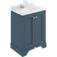 Bayswater Victrion Stiffkey Blue Traditional Freestanding Vanity Unit & White Marble Top Basin - 600mm